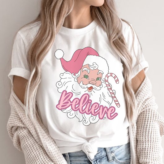 Groovy  roze kerstman gelooft Kerstmis T-shirt