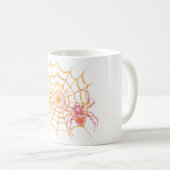 Groovy Roze Oranje Spin op Web Halloween Koffiemok (Voorkant rechts)