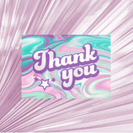 Groovy roze, paarse, mintgroene draaikolken bedank bedankkaart