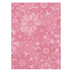 Groovy Roze Retro 60s 70s Bloemen Patroon Tafelkleed
