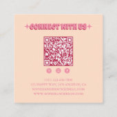 Groovy Roze Retro Golf met QR-code Vierkante Visitekaartje (Achterkant)