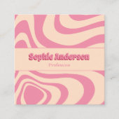 Groovy Roze Retro Golf met QR-code Vierkante Visitekaartje (Voorkant)