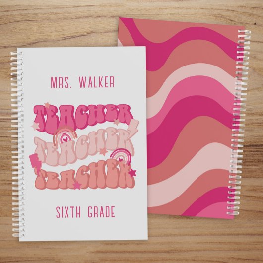 Groovy Roze Retro Leraar Planner