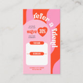 Groovy Roze & Rood Verwijs een vriend Logo Beauty  Aanbevelingskaartje (Voorkant)