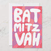 Groovy Roze Waves Custom Bat Mitzvah Save The Date (Achterkant)