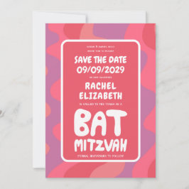 Groovy Roze Waves Custom Bat Mitzvah Save The Date