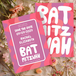 Groovy Roze Waves Custom Bat Mitzvah Save The Date