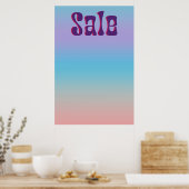 Groovy Sale Sign Iridescent Gradient Retro Style Poster (Keuken)