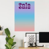 Groovy Sale Sign Iridescent Gradient Retro Style Poster (Thuiskantoor)
