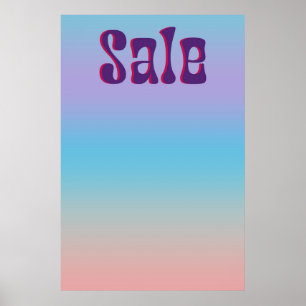 Groovy Sale Sign Iridescent Gradient Retro Style Poster