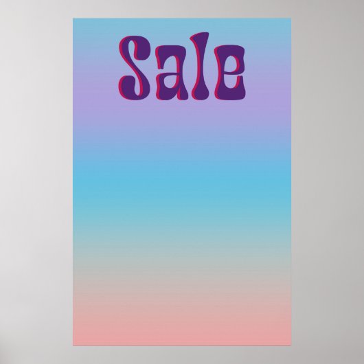 Groovy Sale Sign Iridescent Gradient Retro Style Poster (Voorkant)