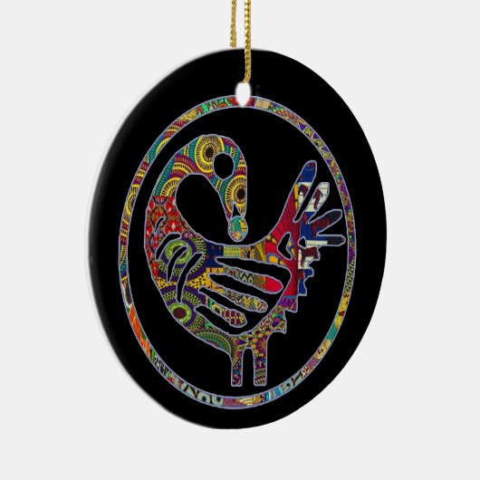 Groovy Sankofa Bird Keramisch Ornament (Rechts)