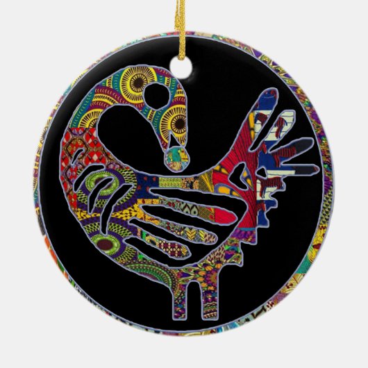 Groovy Sankofa Bird Keramisch Ornament (Achterkant)