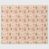 Groovy Santa Retro Sneeuwman Kerstboom Vakantie Cadeaupapier (Vlak)