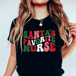 Groovy Santa's favoriete verpleegster kerst zwart T-shirt