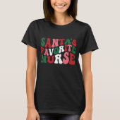 Groovy Santa's favoriete verpleegster kerst zwart T-shirt (Voorkant)