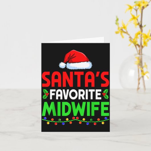 Groovy Santa's Favorite Midwife Nurse Christmas Sa Kaart (Gele Bloem)