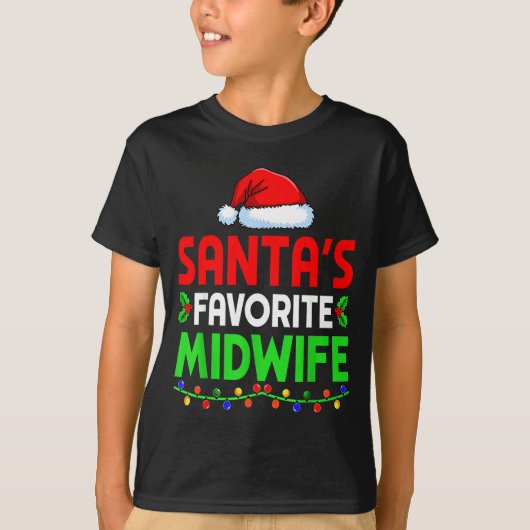 Groovy Santa's Favorite Midwife Nurse Christmas Sa T-shirt (Voorkant)