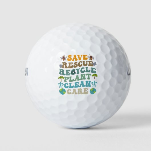 Groovy Save Bees Rescue Dieren Recyclen Earth Day Golfballen (Voorkant)