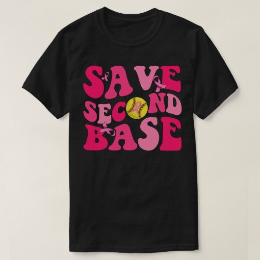 Groovy Save Second 2e Base Funny Softball Breast T-shirt (Design voorkant)