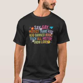 Groovy Say Gay Protect TransKinder Gelezen Boek T-shirt
