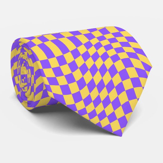 Groovy schaakbord, Y2K 90s Stropdas (Opgerold)