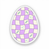 Groovy Schachbrett Paas Ei Pastel Retro Sticker (Voorkant)