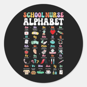 Groovy Schattige Abc Schoolverpleegster Alfabet Te Ronde Sticker