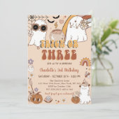 Groovy Schattige Ghost Halloween 3e Verjaardagsfee Kaart (Staand voorkant)