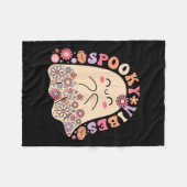 Groovy Schattige Kawaii Ghost Floral Spooky Vibes  Fleece Deken (Voorkant (Horizontaal))