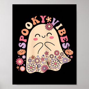 Groovy Schattige Kawaii Ghost Floral Spooky Vibes  Poster