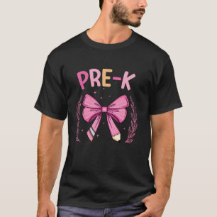 Groovy Schattige Pre K Roze Coquette Bow Pencil Te T-shirt