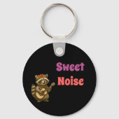 Groovy Schattige Raccoon Floral Crown Gitarist Sleutelhanger (Voorkant)