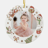 Groovy Schattige Santa Verjaardagsfeestje Keramisc Keramisch Ornament (Voorkant)