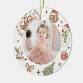 Groovy Schattige Santa Verjaardagsfeestje Keramisc Keramisch Ornament (Links)