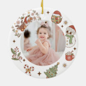 Groovy Schattige Santa Verjaardagsfeestje Keramisc Keramisch Ornament (Achterkant)