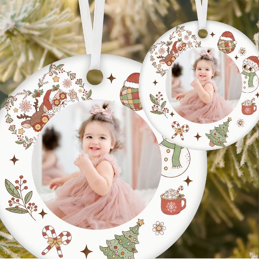 Groovy Schattige Santa Verjaardagsfeestje Keramisc Keramisch Ornament