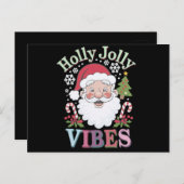 Groovy Schattigee Kerstman Holly Jolly Vibes Xmas Briefkaart (Voorkant / Achterkant)