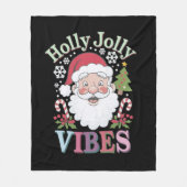 Groovy Schattigee Kerstman Holly Jolly Vibes Xmas Fleece Deken (Voorkant)