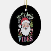 Groovy Schattigee Kerstman Holly Jolly Vibes Xmas Keramisch Ornament (Rechts)