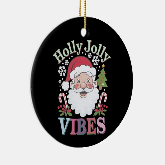 Groovy Schattigee Kerstman Holly Jolly Vibes Xmas Keramisch Ornament (Rechts)
