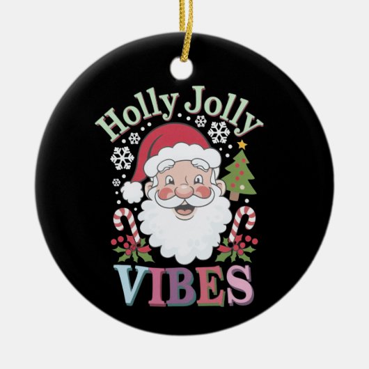 Groovy Schattigee Kerstman Holly Jolly Vibes Xmas Keramisch Ornament (Voorkant)
