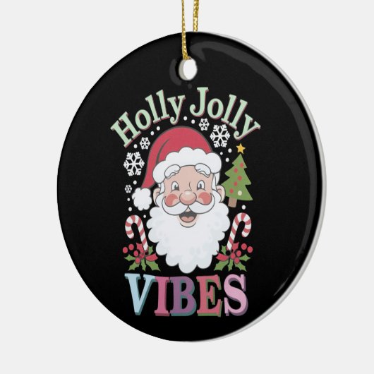 Groovy Schattigee Kerstman Holly Jolly Vibes Xmas Keramisch Ornament (Links)