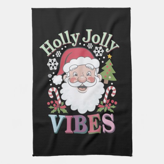 Groovy Schattigee Kerstman Holly Jolly Vibes Xmas Theedoek (Verticaal)