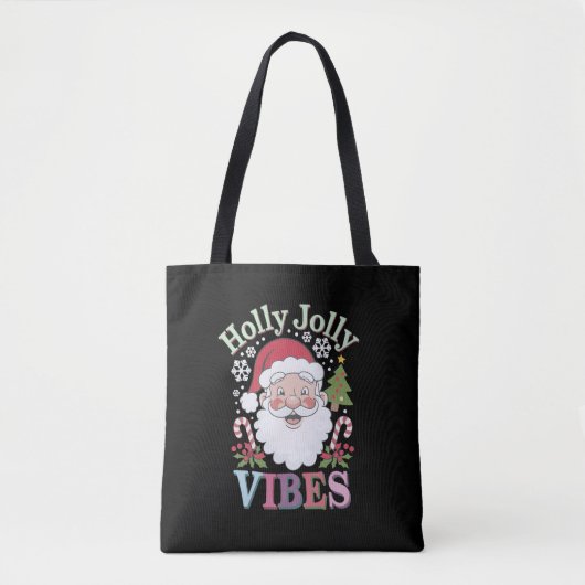 Groovy Schattigee Kerstman Holly Jolly Vibes Xmas Tote Bag (Voorkant)