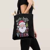 Groovy Schattigee Kerstman Holly Jolly Vibes Xmas Tote Bag (Dichtbij)