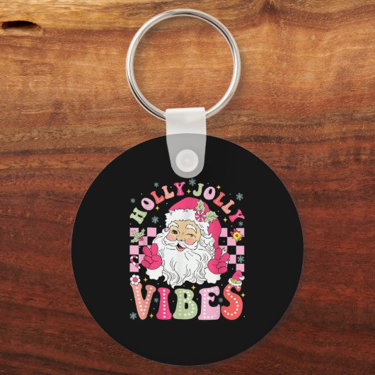 Groovy Schattigee Kerstman Kerstvibes Xmas Sleutelhanger (Voorkant)