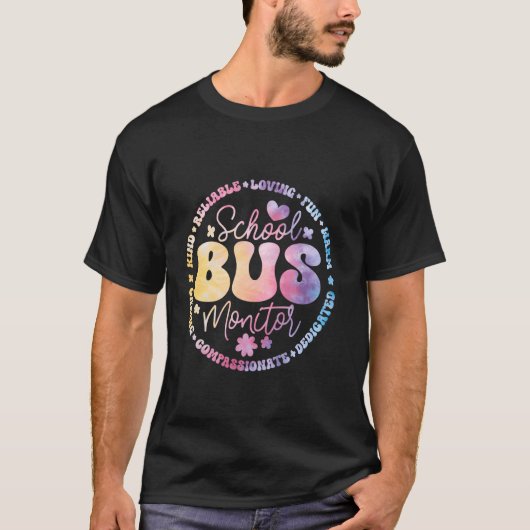 Groovy School Bus Monitor Driver Squad Waardering T-shirt (Voorkant)