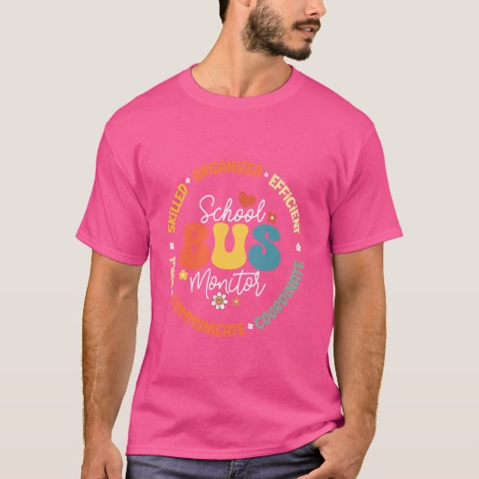 Groovy School Bus Monitor Driver Squad Waardering T-shirt (Voorkant)