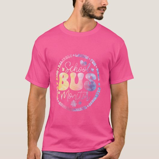 Groovy School Bus Monitor Driver Squad Waardering T-shirt (Voorkant)